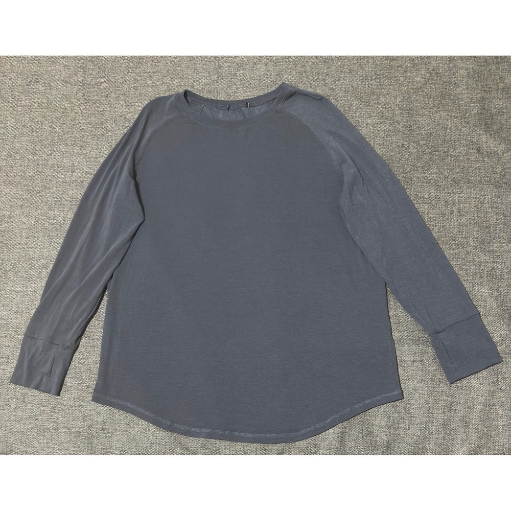 Unbranded Womens XXL T-Shirt Long Sleeve Raglan Thumbholes Blue
